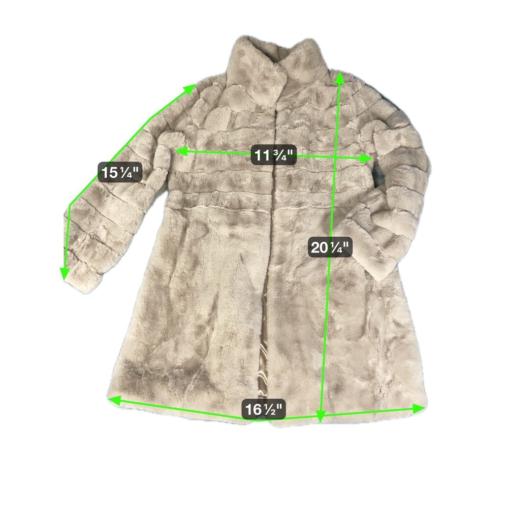 Jones New York‎ Faux Fur Coat Women's Size Medium Light Gray Button Front Lined - Picture 3 of 5